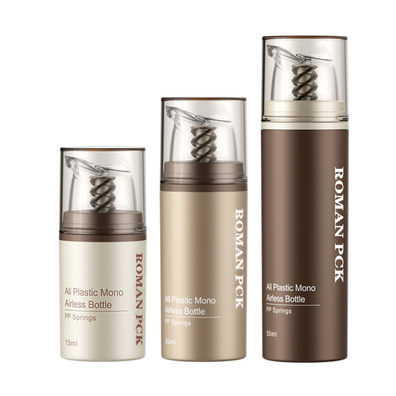 Barna műanyag levegő nélküli kozmetikai krém átlátszó pumpás flakon bőrápoló adagoló sminktartály krémgéles krémhez Barna műanyag levegő nélküli kozmetikai krém átlátszó pumpás flakon bőrápoló adagoló sminktartály krémgéles krémhez