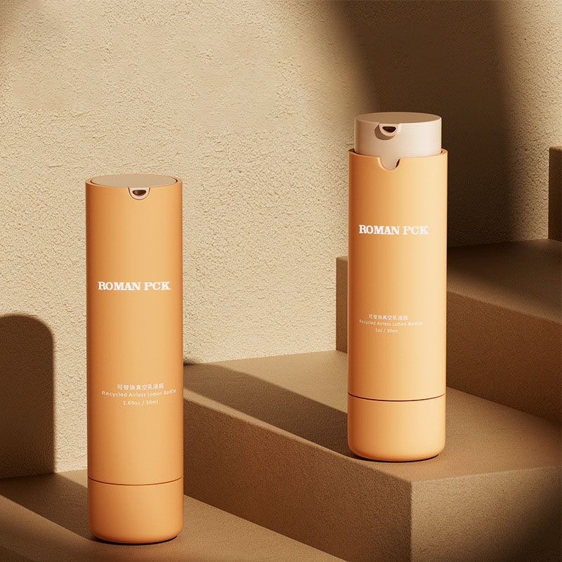Narancssárga 15 ml 30 ml 50 ml műanyag levegő nélküli pumpás flakon PP Krém Lotion bőrápoló kozmetikai szérum csomagolás