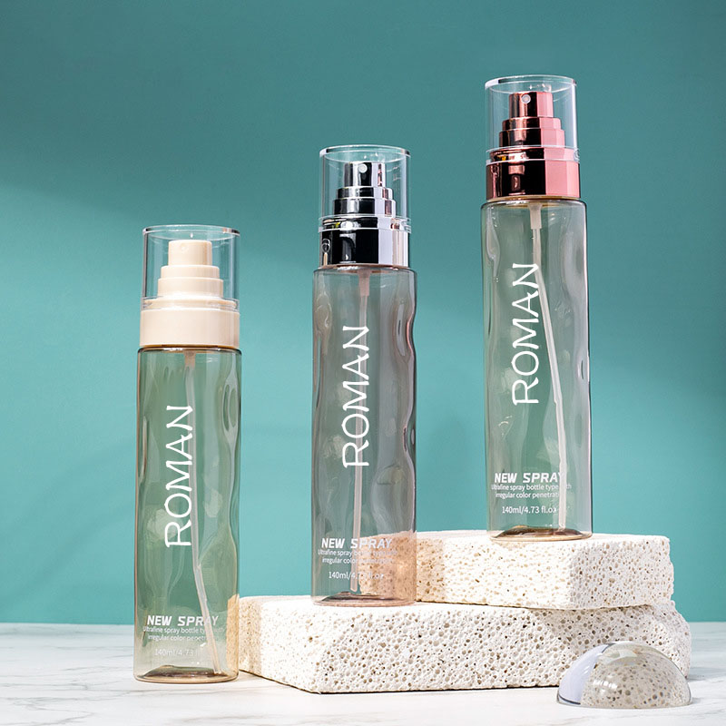 Átlátszó kerek kozmetikai műanyag spray toner palackok üres 100 ml 120 ml alapozó testápoló arany ezüst szérum pumpás flakon