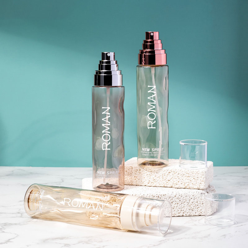 Átlátszó kerek kozmetikai műanyag spray toner palackok üres 100 ml 120 ml alapozó testápoló arany ezüst szérum pumpás flakon