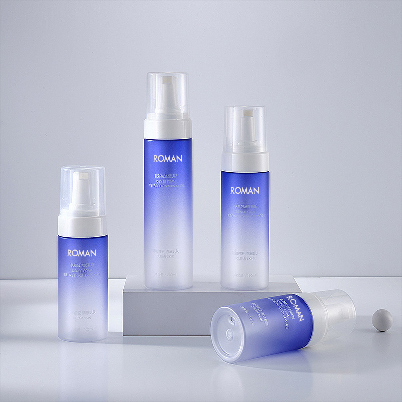 100 ml 120 ml 150 ml 200 ml PET Gradient Blue színű hab folyékony szappan adagoló habzó pumpás flakon tusfürdő kézmosó flakon Fürdőszoba kellékek