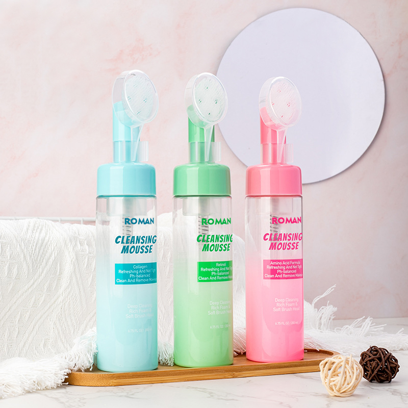 50 ml 60 ml 80 ml 100 ml 120 ml 150 ml Skin Soft Touch testtisztító arclemosó masszírozó kisállat műanyag habzó flakonok szilikon kefe ápoló pumpával