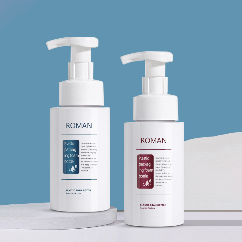 Műanyag aranyos kerek kézfertőtlenítő tisztító hab pumpás flakon 200 ml 300 ml 500 ml méretek arctisztító sampon csomagoláshoz