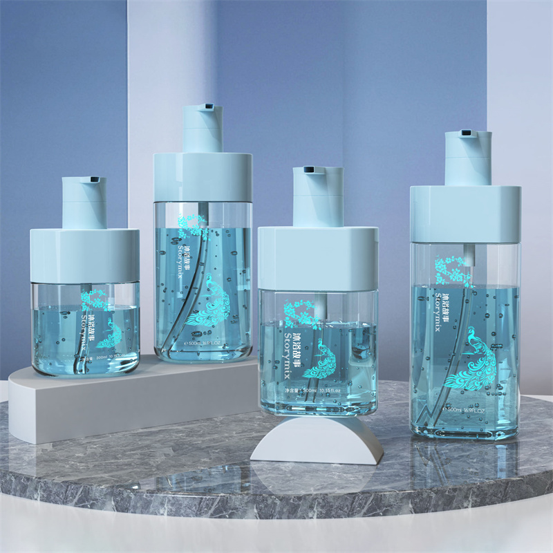 Luxus, 300 ml-es 500 ml-es ovális testápoló nyomóvíz pumpás flakonok felnőtteknek, gyerekeknek, hidratáló tusfürdő, fehérítő buborékok, aminosavak