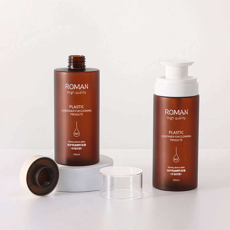 Szivárgásbiztos műanyag palackok pumpás adagolóval, nagy, üres átlátszó borostyánsárga henger, újratölthető samponos hajbalzsamozó olajokhoz