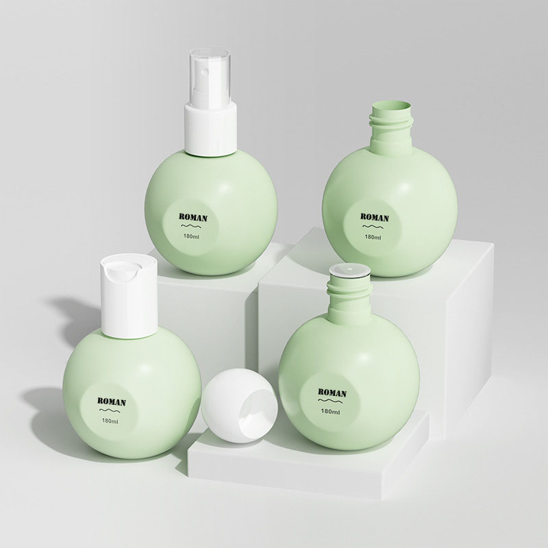 180 ml-es PE gömb alakú üres palackok Új design újratölthető műanyag lotion pumpás palack krém sampon parfüm kozmetikai csomagoláshoz