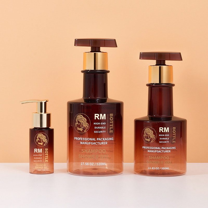 Ingyenes minta borostyán fekete arany hosszú nyakú samponos üveg üres kézmosó palack műanyag testápoló pumpás flakonok 300 ml 500 ml