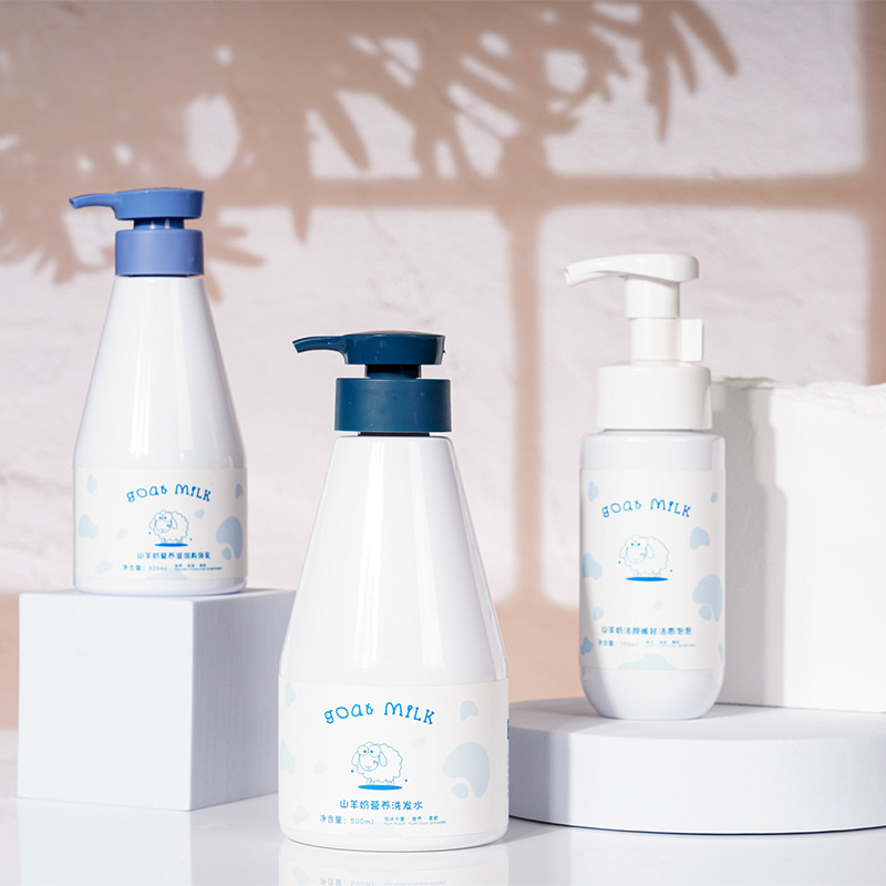 Private Label 300 ml 500 ml tiszta fehér PET műanyag flakon fehérítő krém hidratáló tejápoló krém pumpával